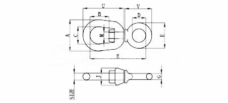Lieferung von Metallteilen Edelstahl Doppel-Augen-Schwenkkette G-401