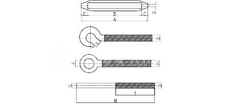 JAPAN TYPE Schwerindustrie Edelstahl-Rahmen-Turnbuckles mit Auge und Haken